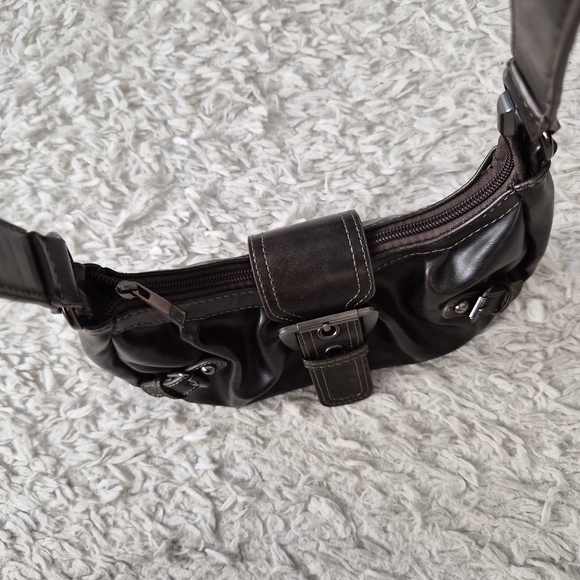 Shein Y2K Dark Brown Buckle Shoulder Bag – Goth Grunge Utility Aesthetic - Picture 11 of 16